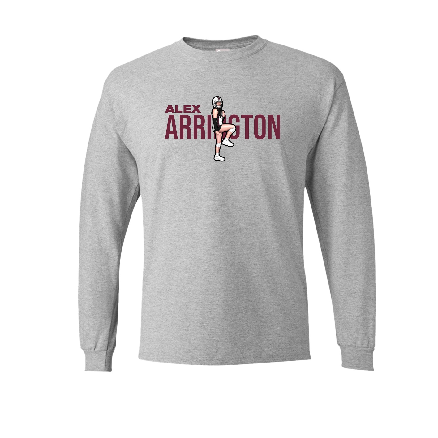 Long Sleeve Tee — Player Name in Grey