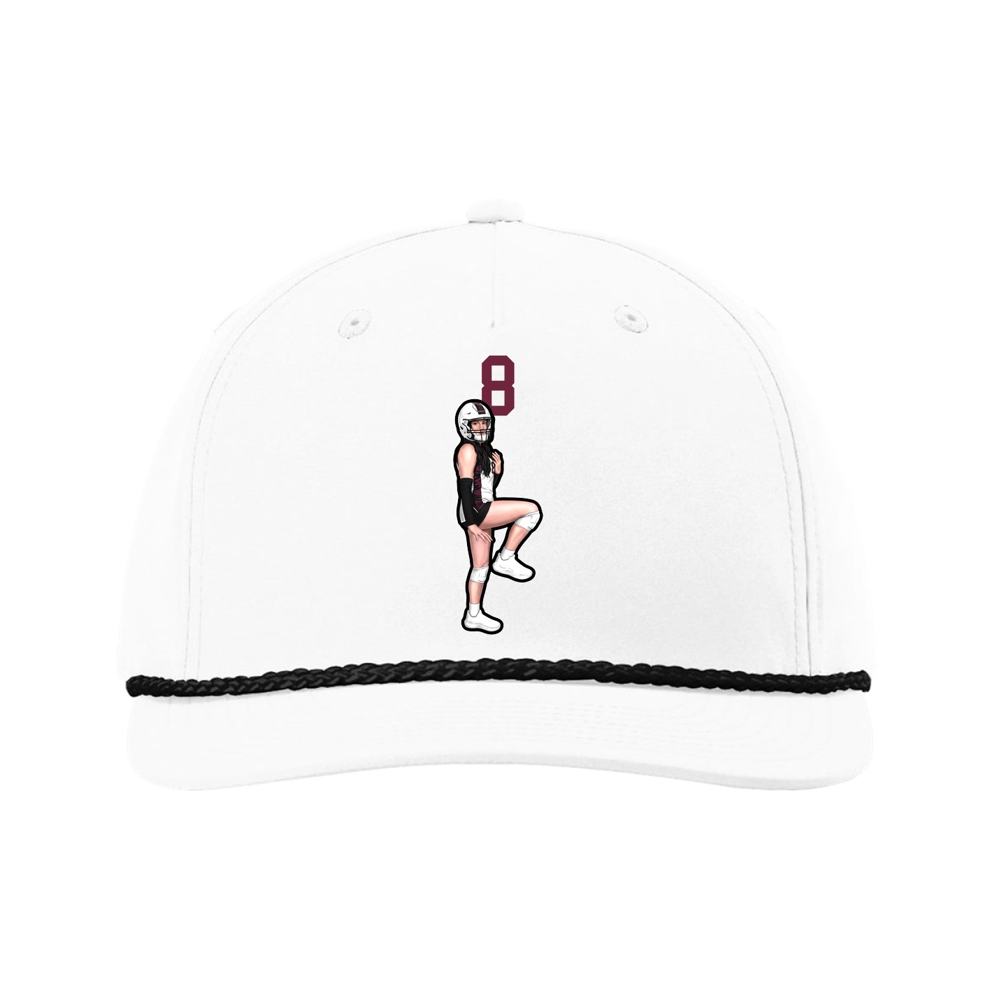 Five-Panel Classic Rope Cap — Number Top in White