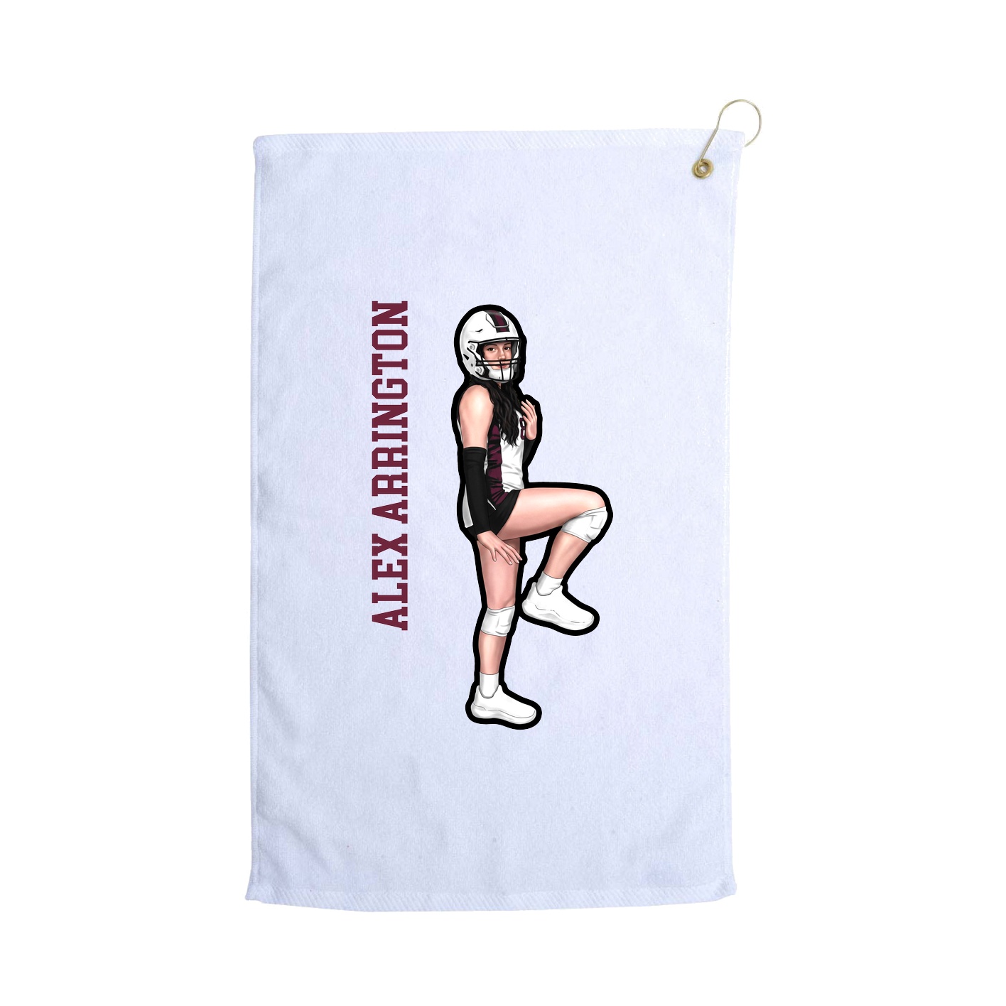 Golf Towel — Name Vertical in White