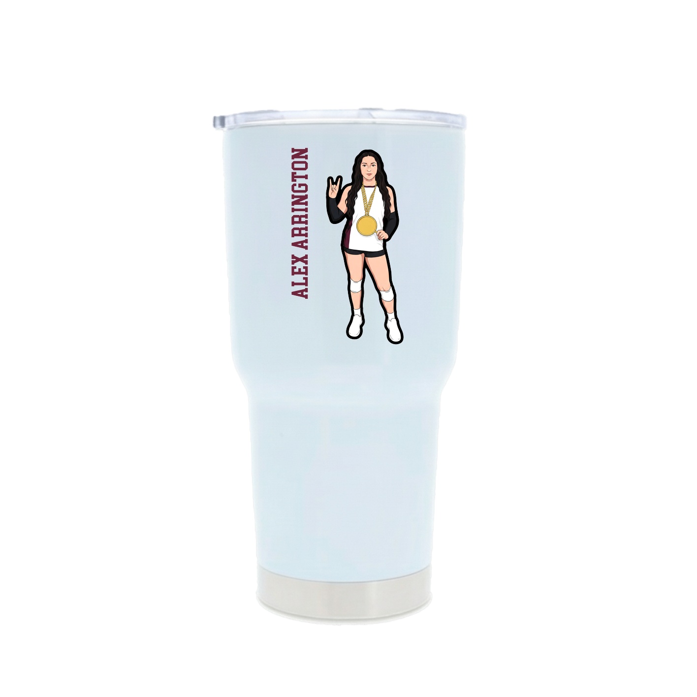 30oz Stainless Steel Tumbler — Name Vertical in White