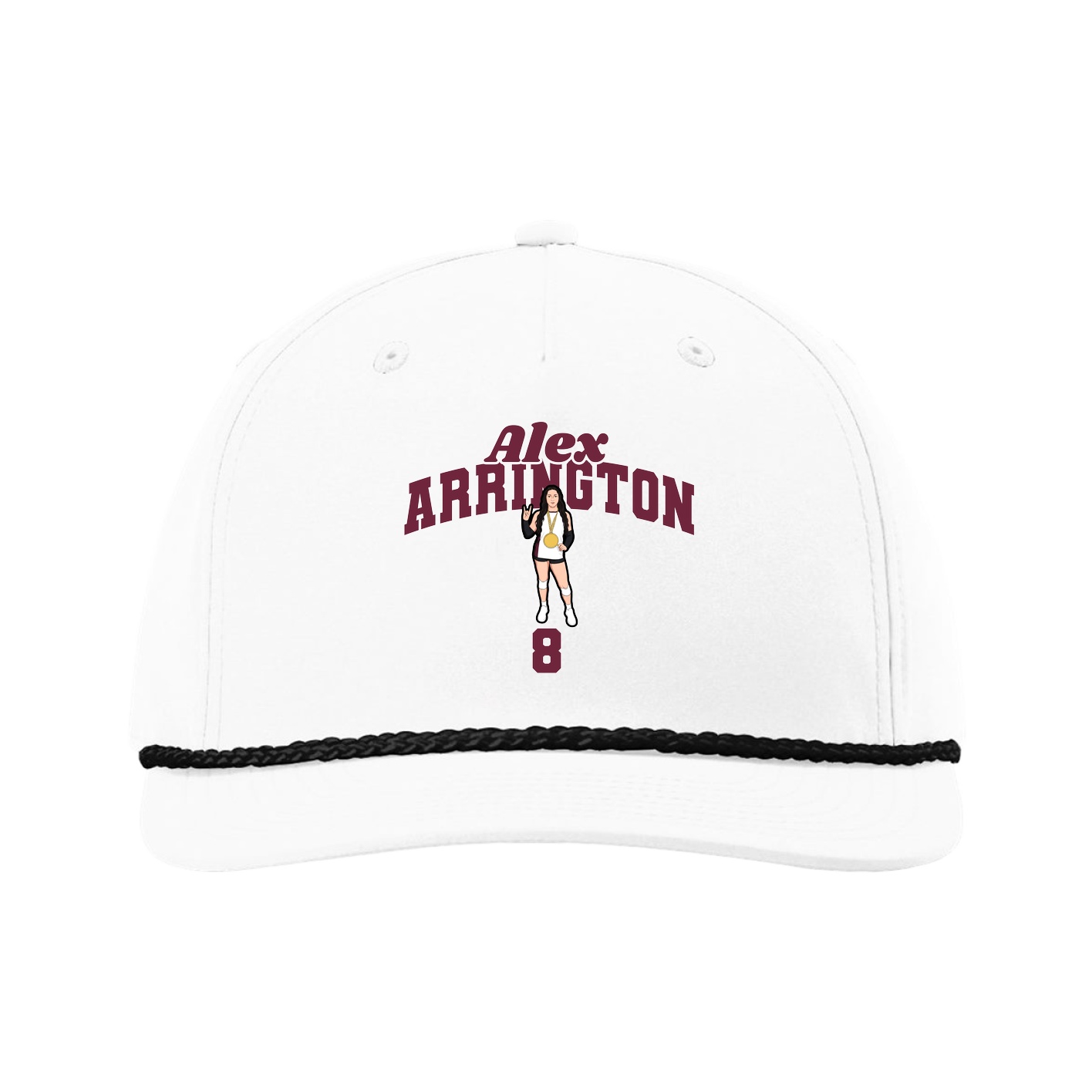 Five-Panel Classic Rope Cap — Signature Arch in White