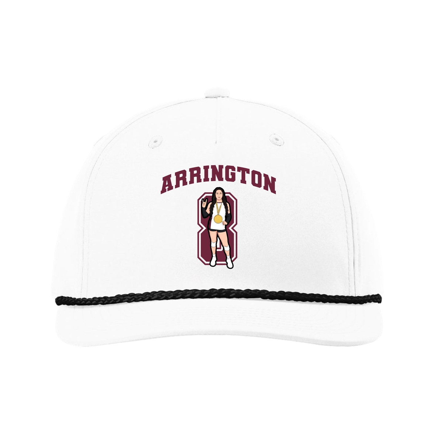 Five-Panel Classic Rope Cap — Number in White