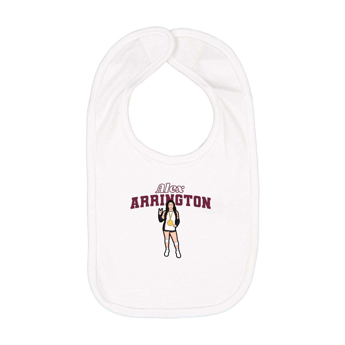Infant Bib — Name Arch in White