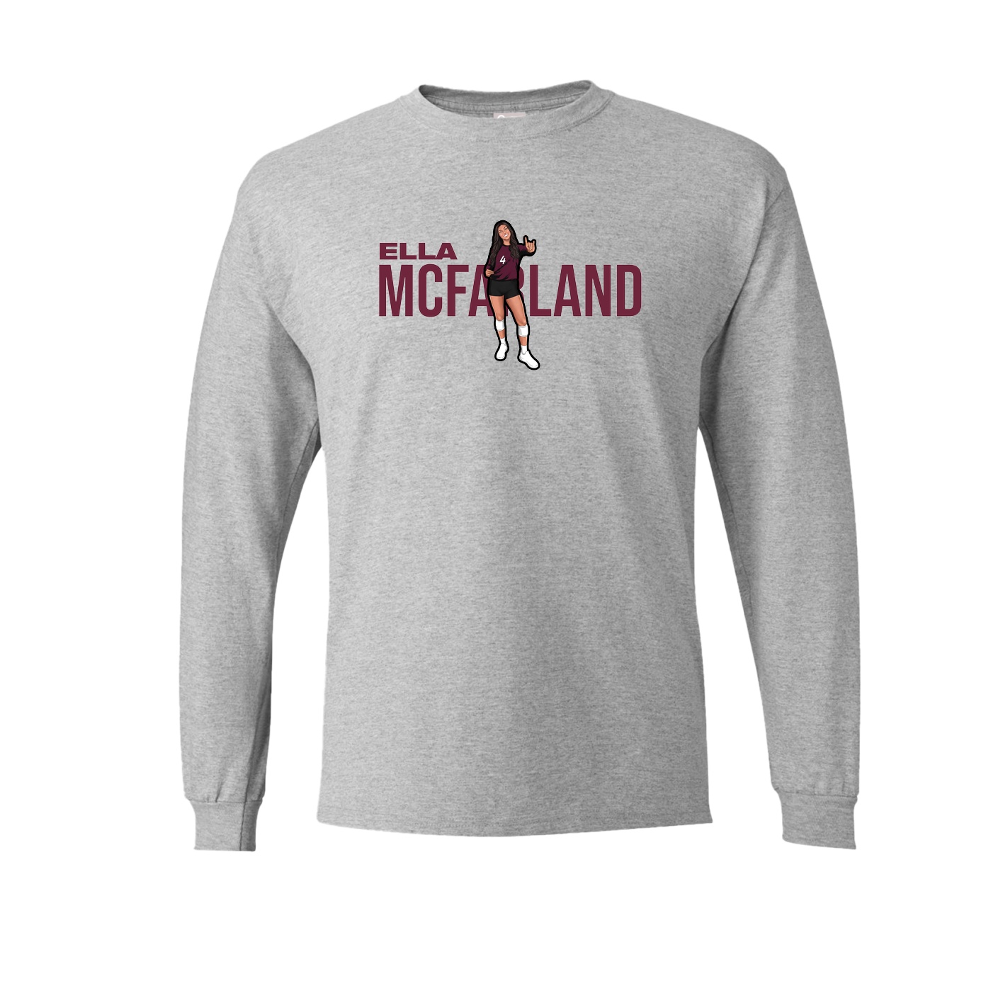 Long Sleeve Tee — Player Name in Grey