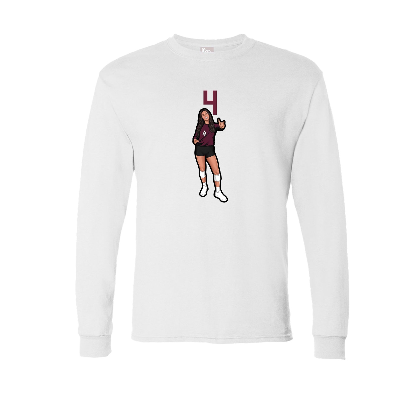Long Sleeve Tee — Number Top in White