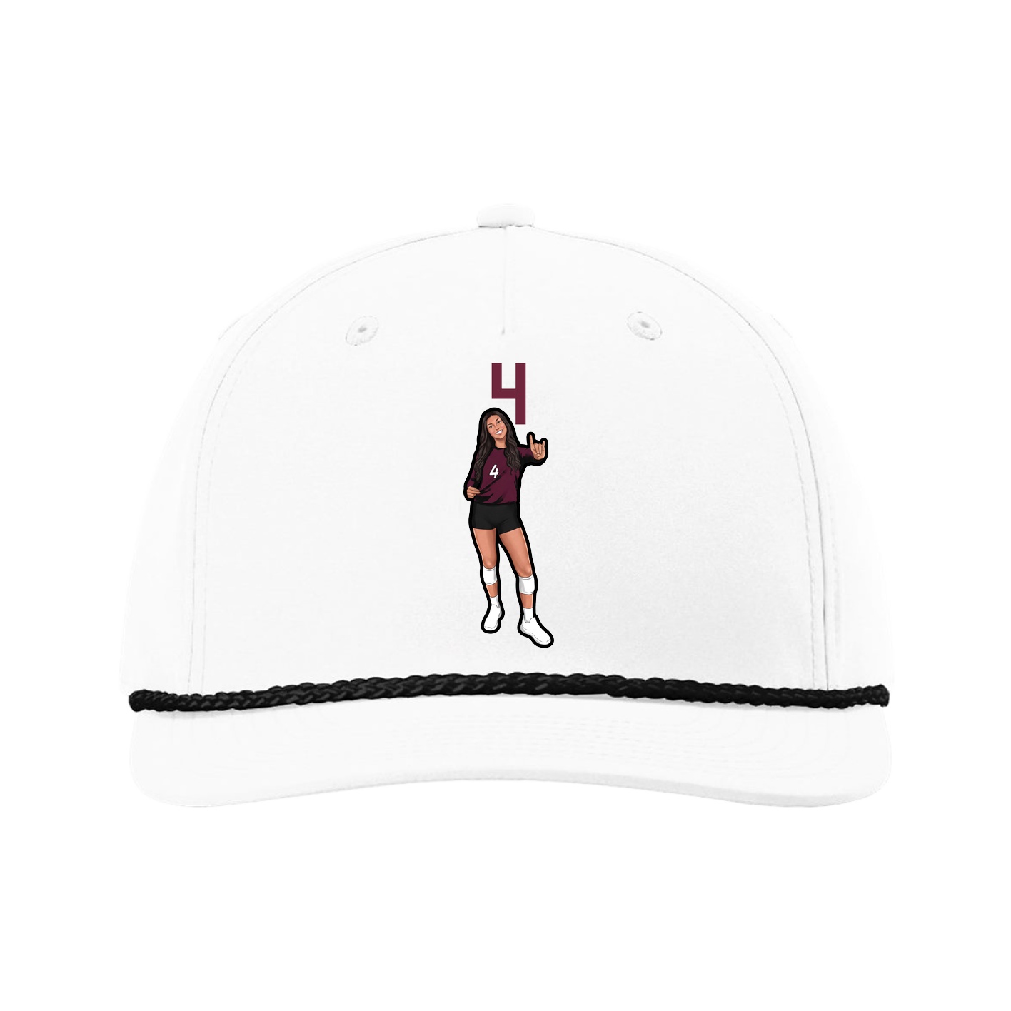 Five-Panel Classic Rope Cap — Number Top in White