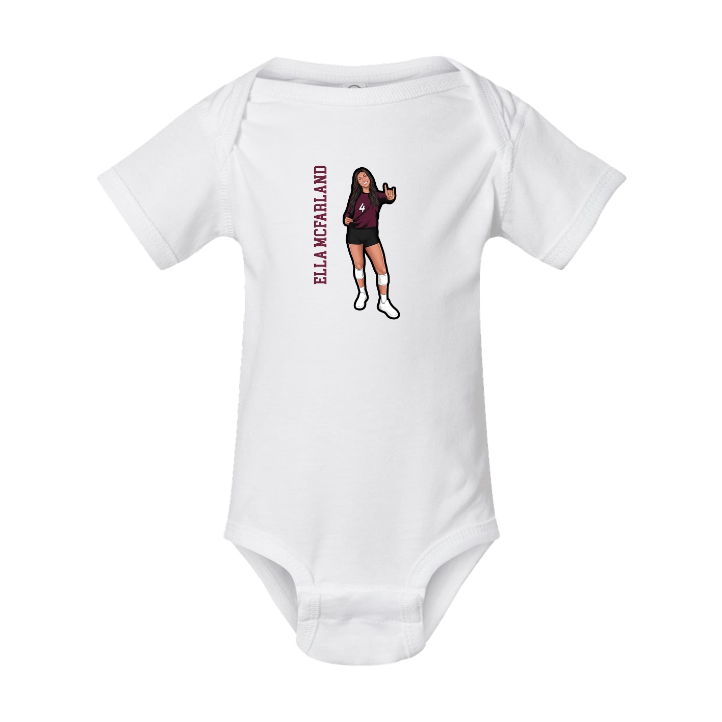 Baby Onesie — Name Vertical in White