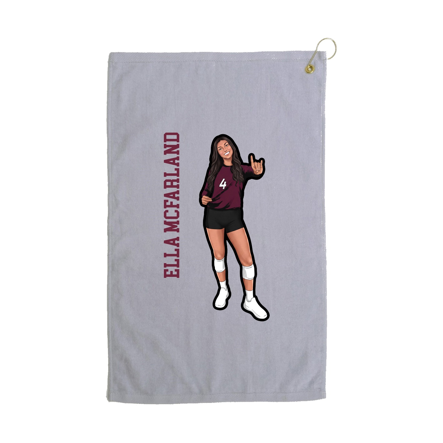Golf Towel — Name Vertical in Grey