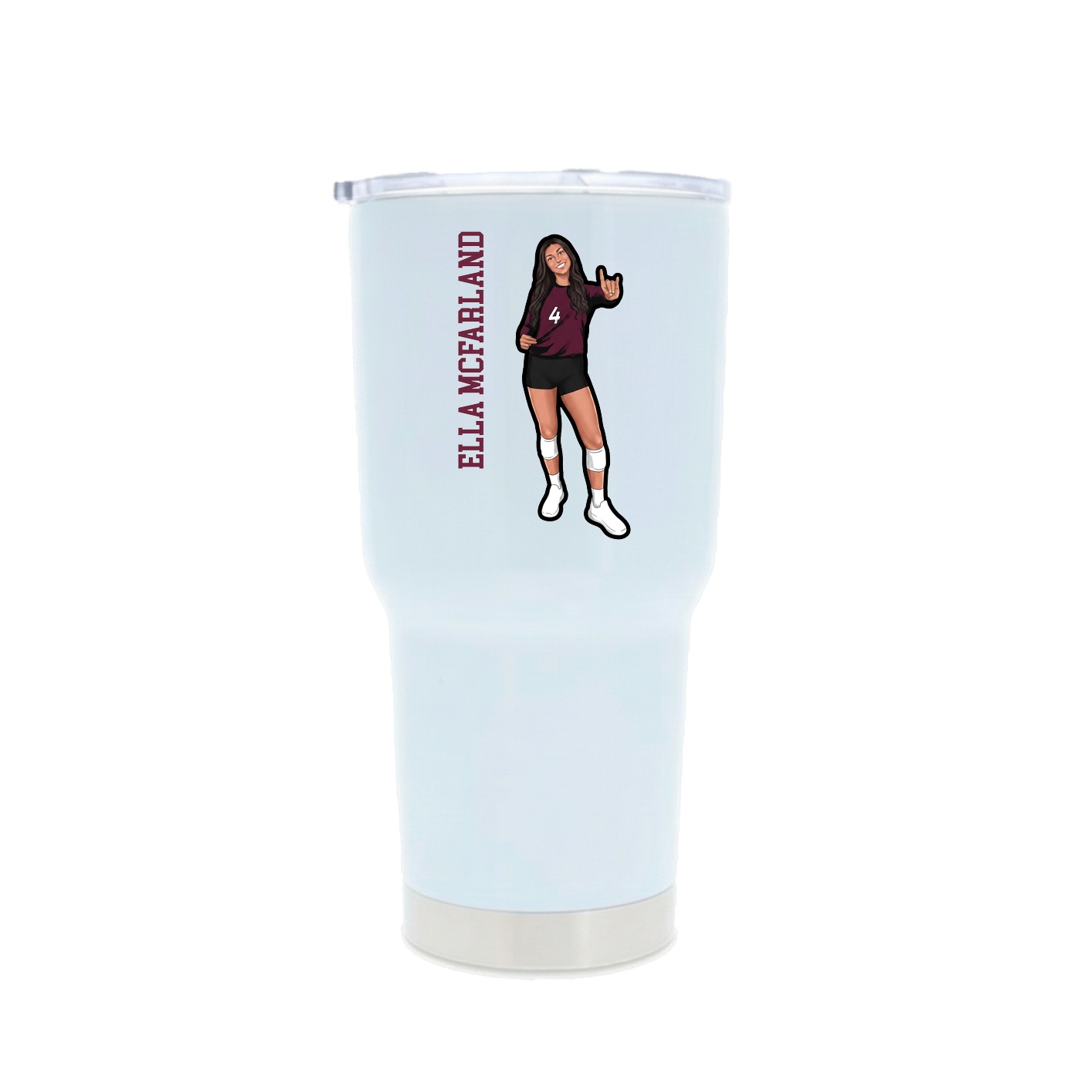 30oz Stainless Steel Tumbler — Name Vertical in White