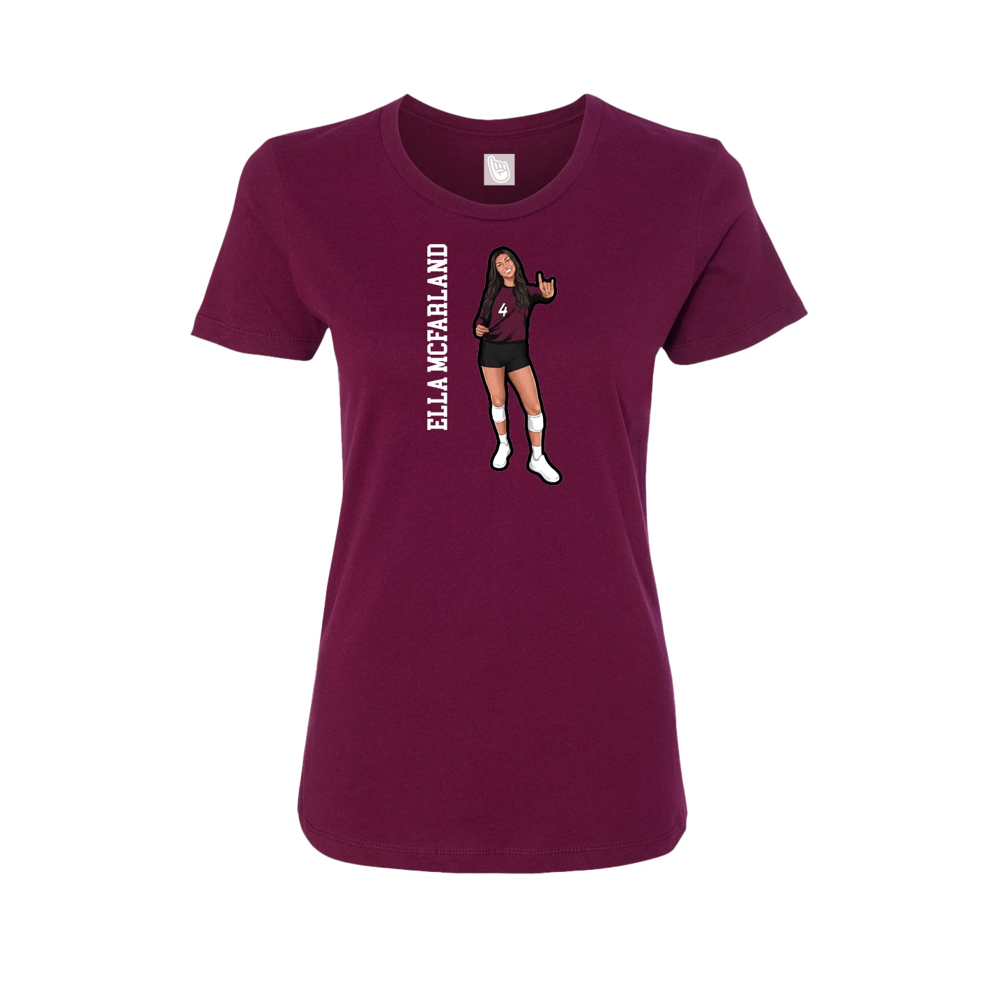Fitted Women's Tee — Name Vertical in Maroon