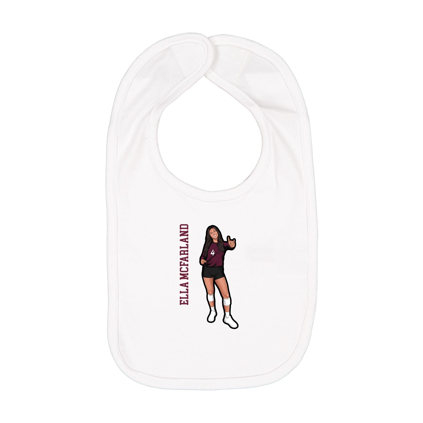 Infant Bib — Name Vertical in White