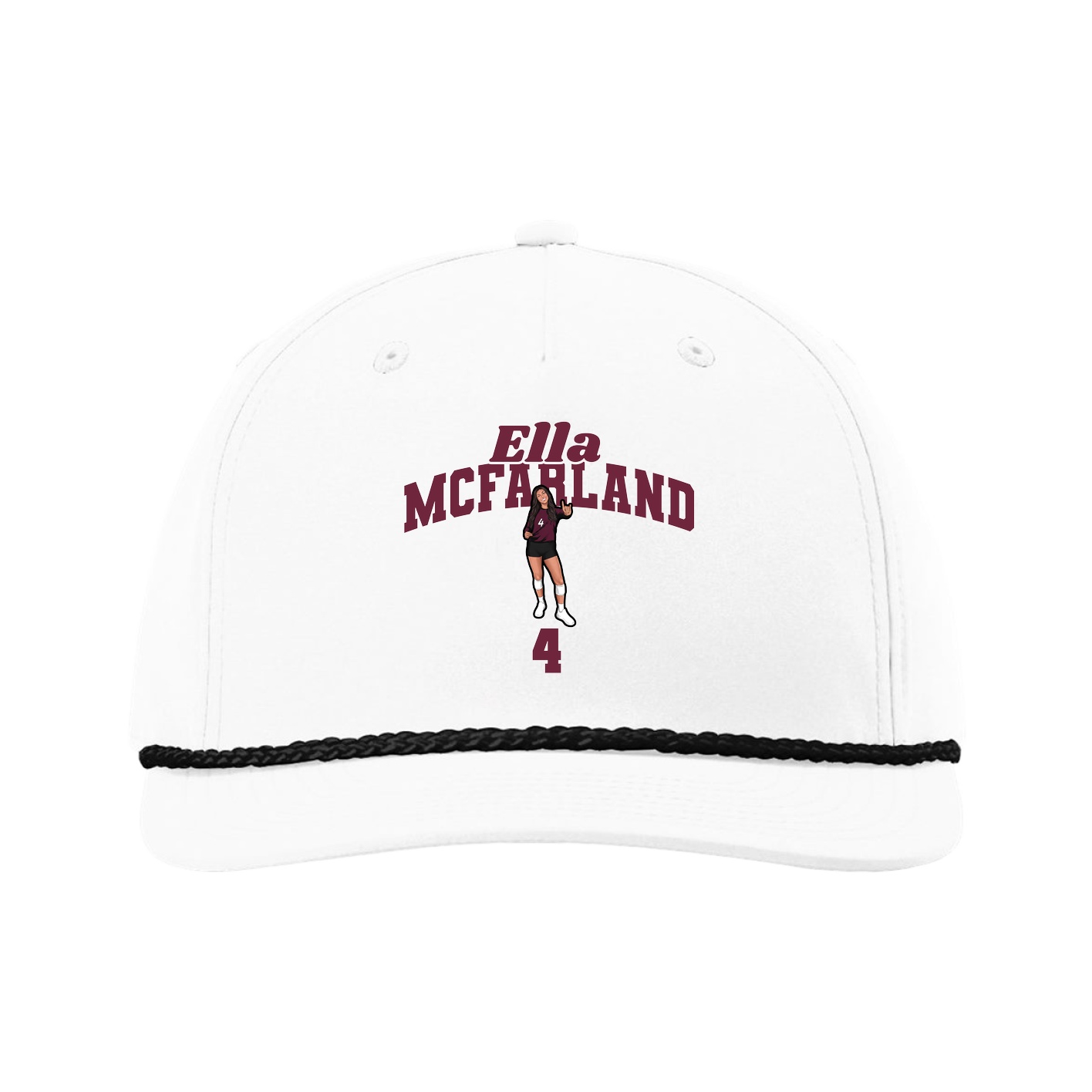 Five-Panel Classic Rope Cap — Signature Arch in White