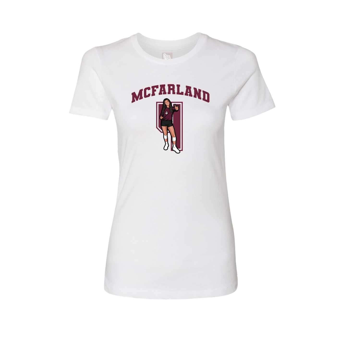 Fitted Women's Tee — Number in White