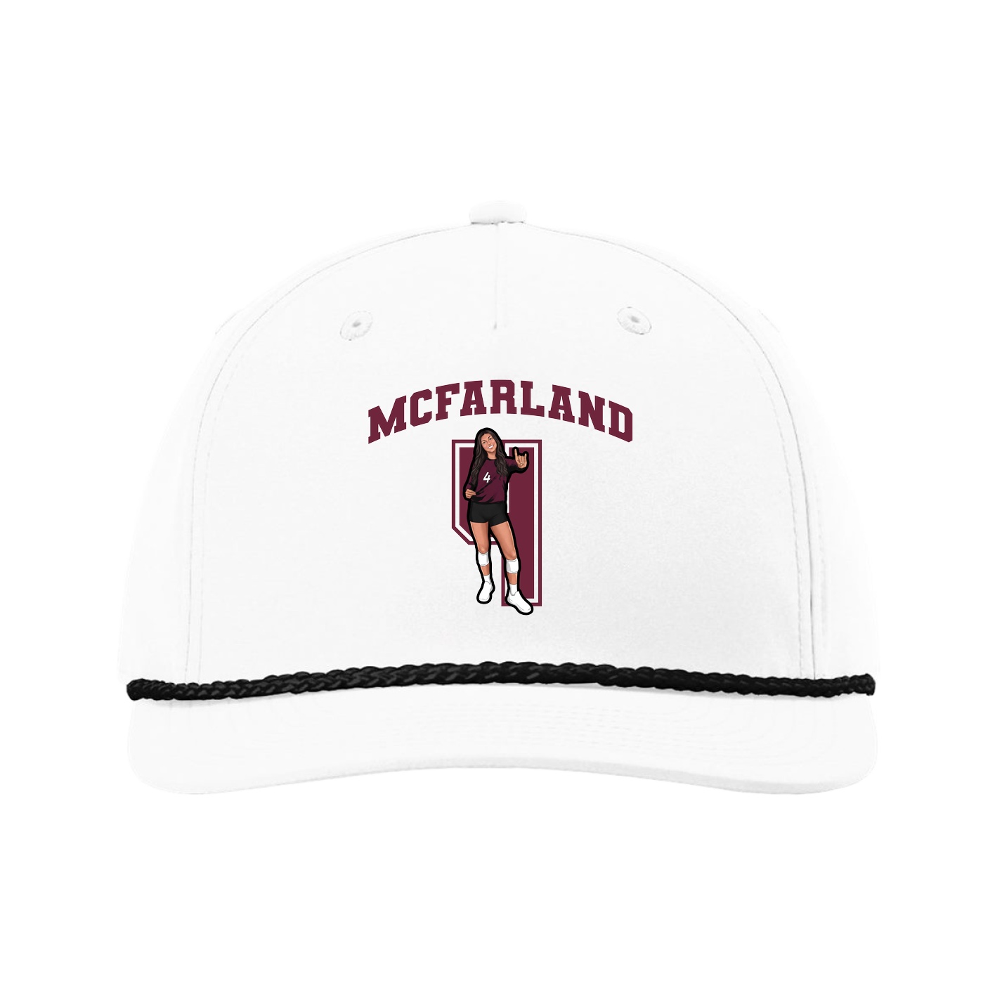 Five-Panel Classic Rope Cap — Number in White