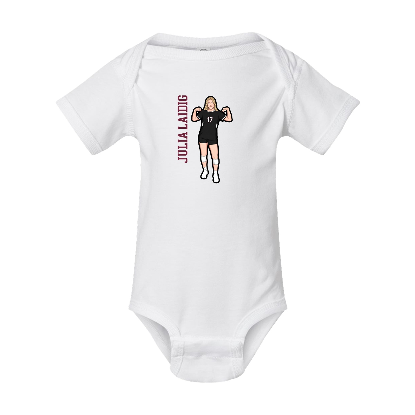 Baby Onesie — Name Vertical in White