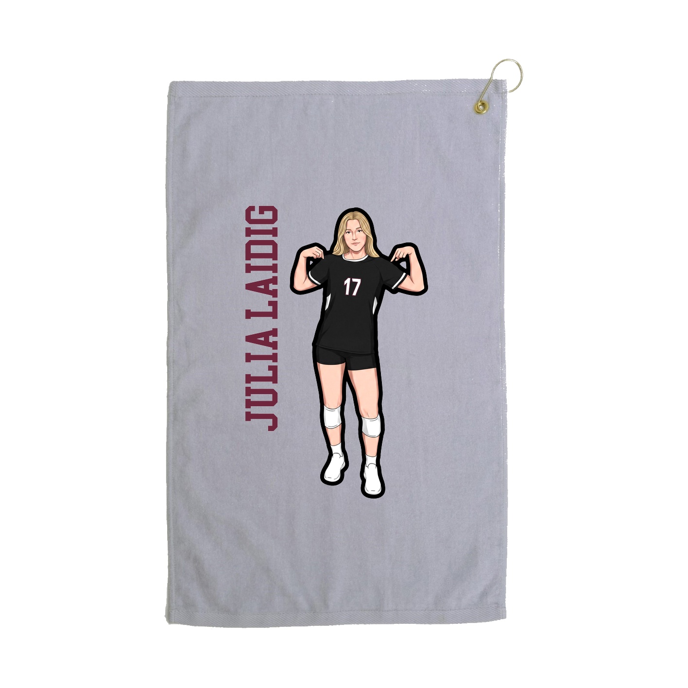 Golf Towel — Name Vertical in Grey