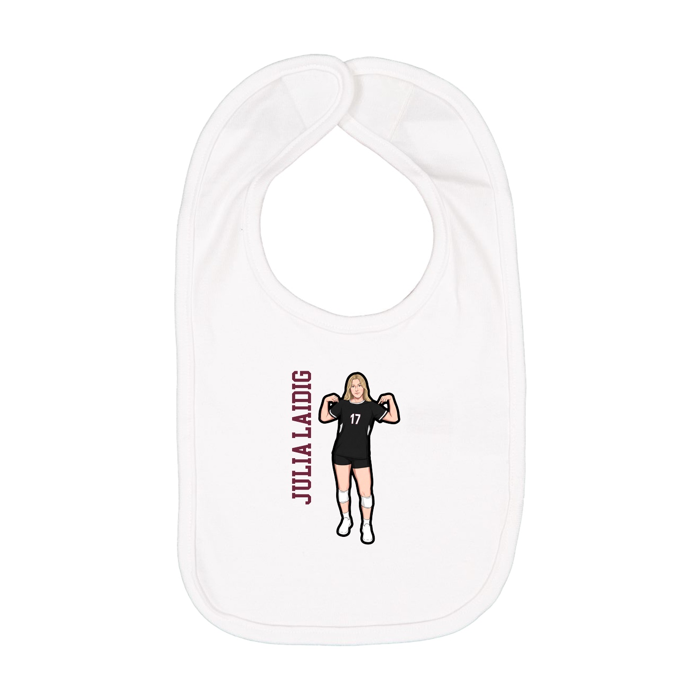 Infant Bib — Name Vertical in White