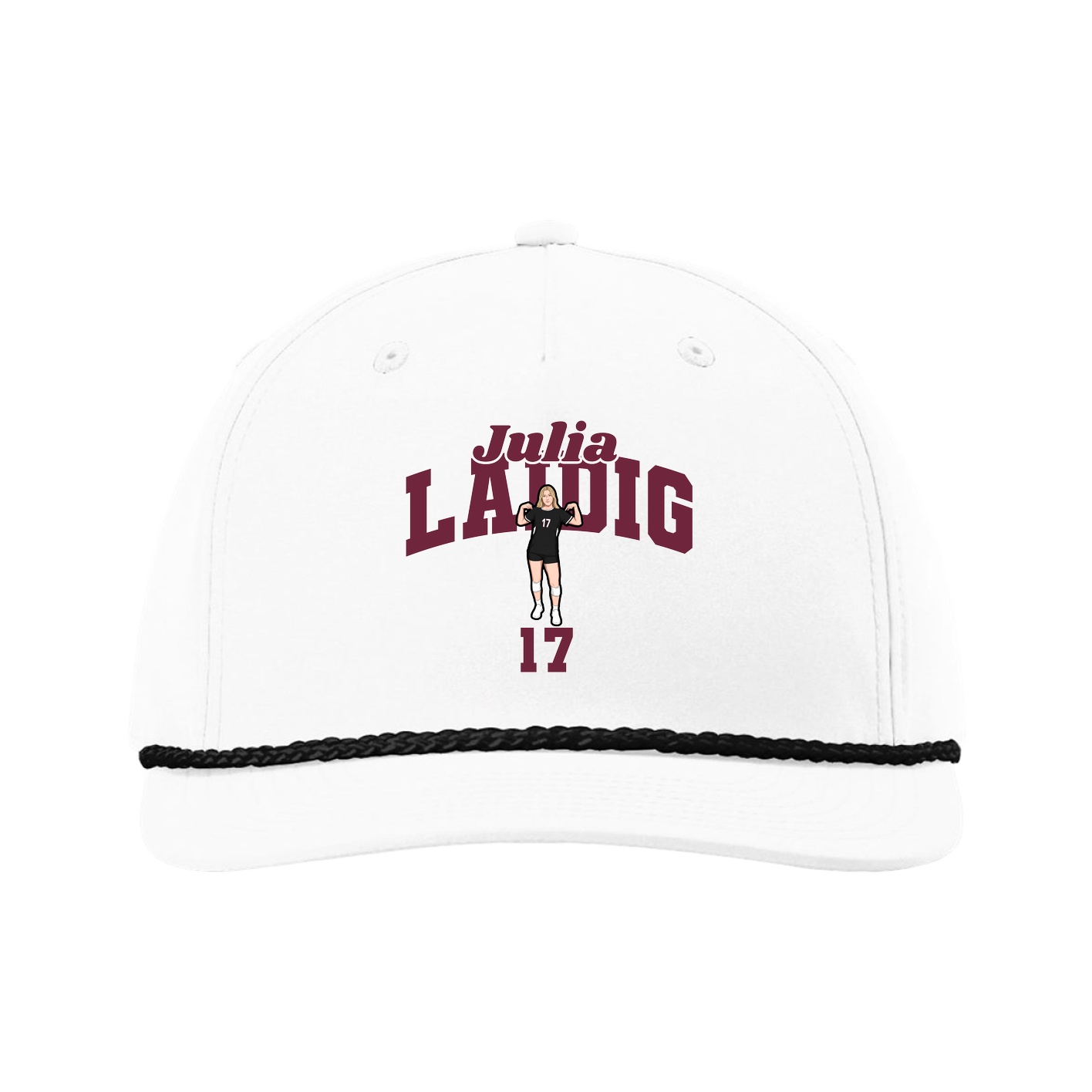 Five-Panel Classic Rope Cap — Signature Arch in White