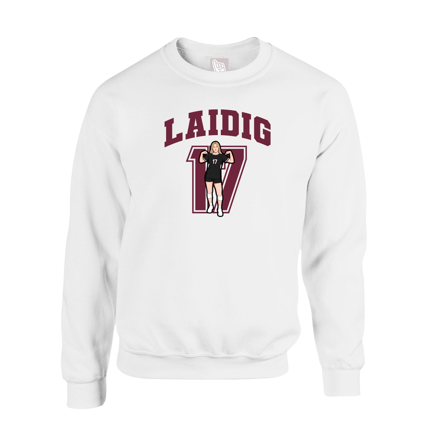 Fleece Crew — Number in White