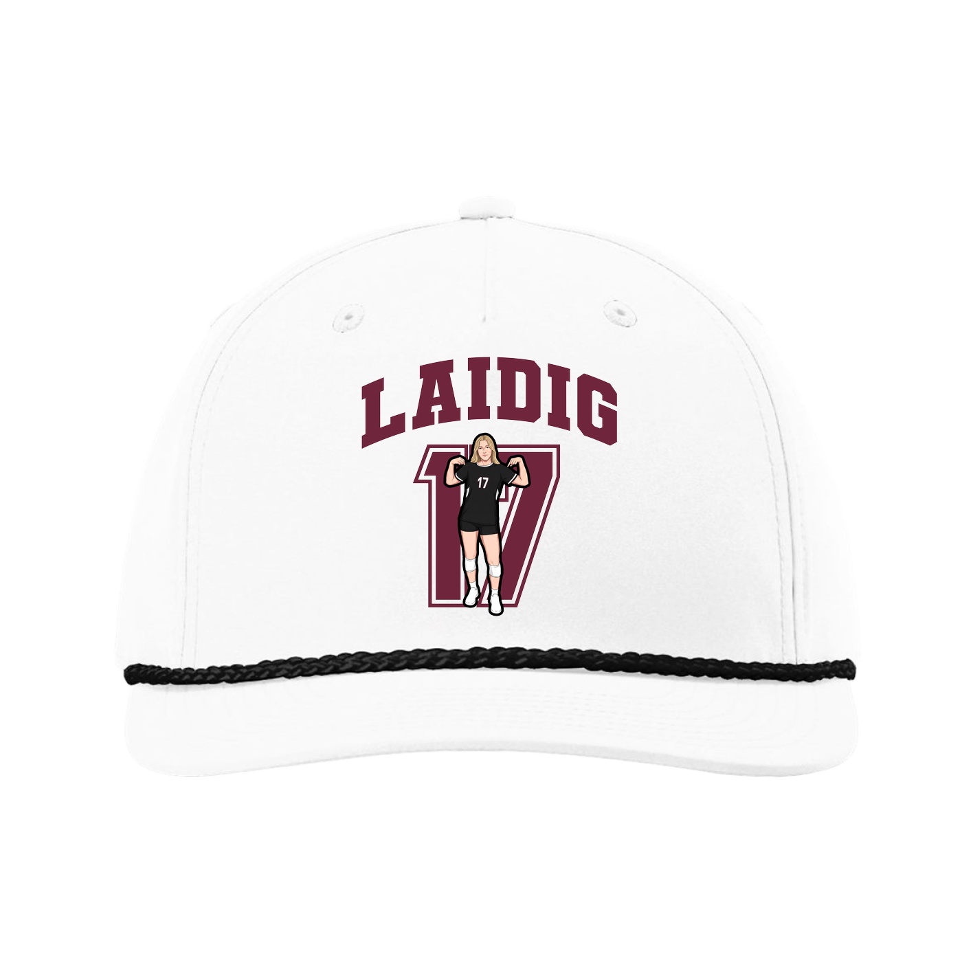 Five-Panel Classic Rope Cap — Number in White