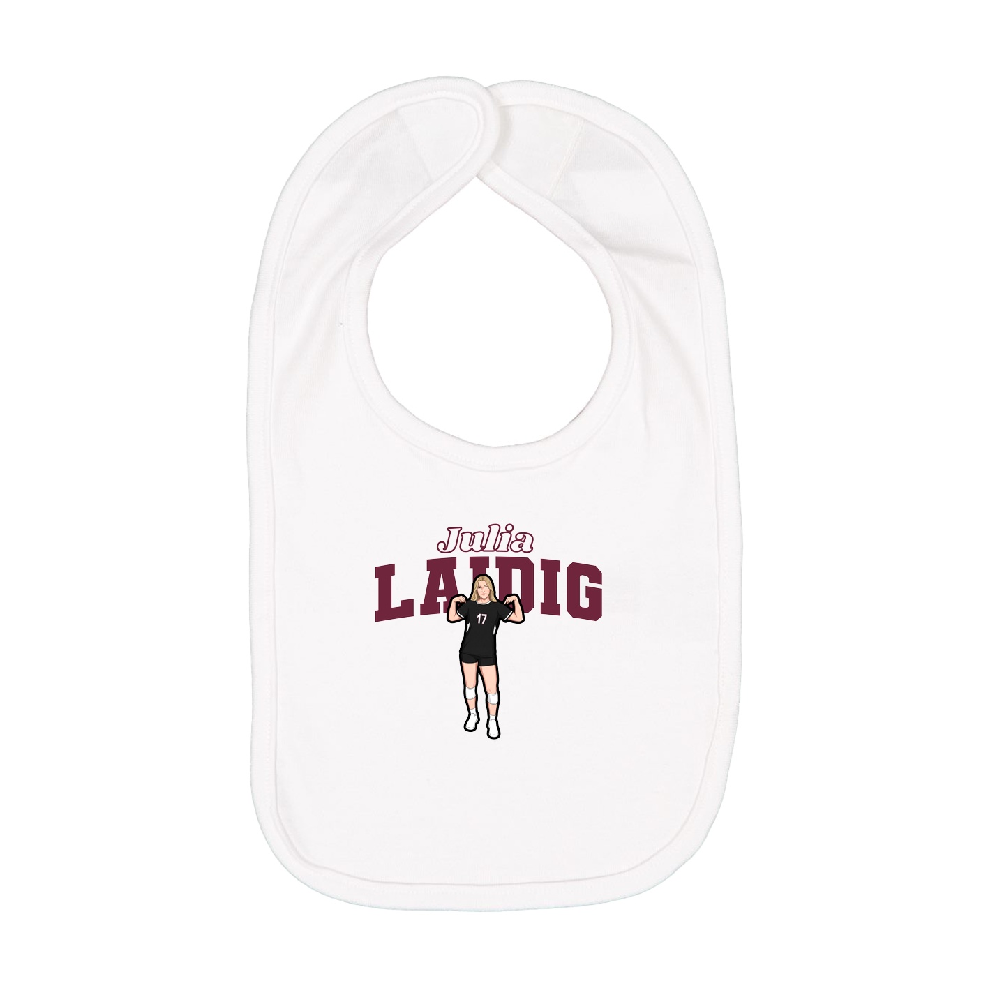 Infant Bib — Name Arch in White
