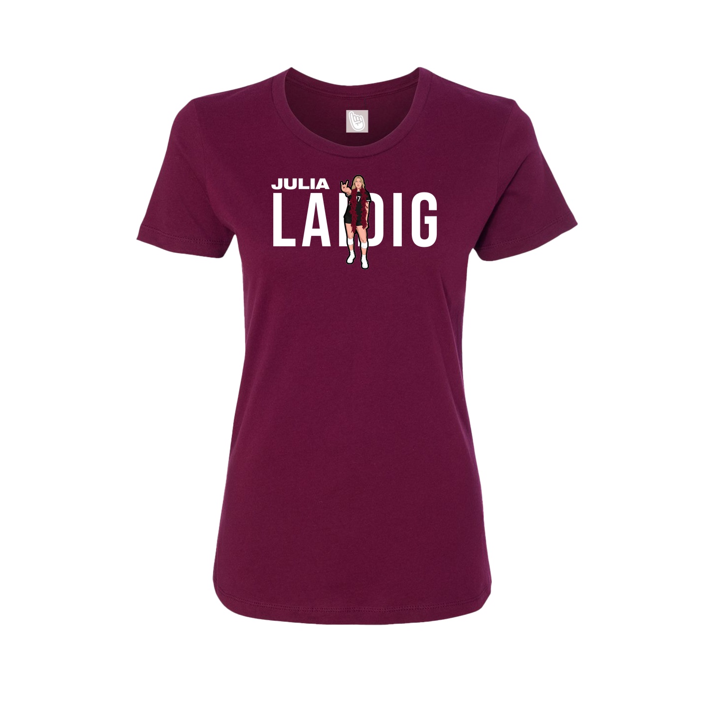 Fitted Women's Tee — Player Name in Maroon