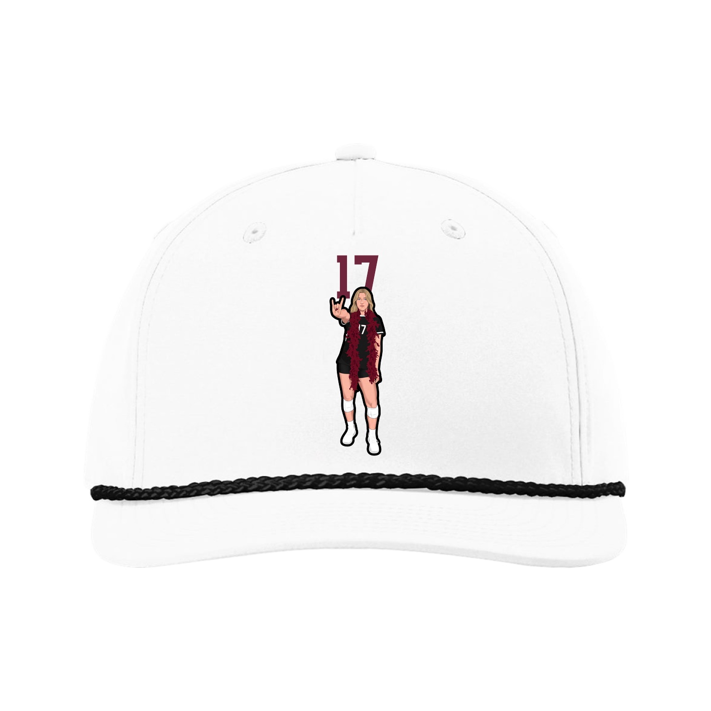 Five-Panel Classic Rope Cap — Number Top in White