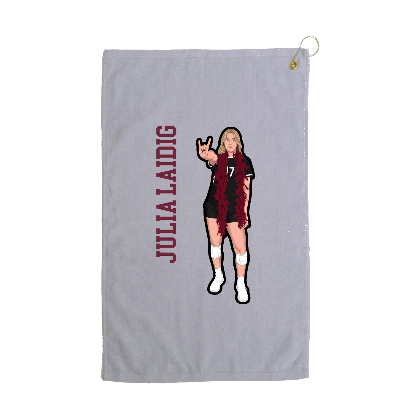 Golf Towel — Name Vertical in Grey
