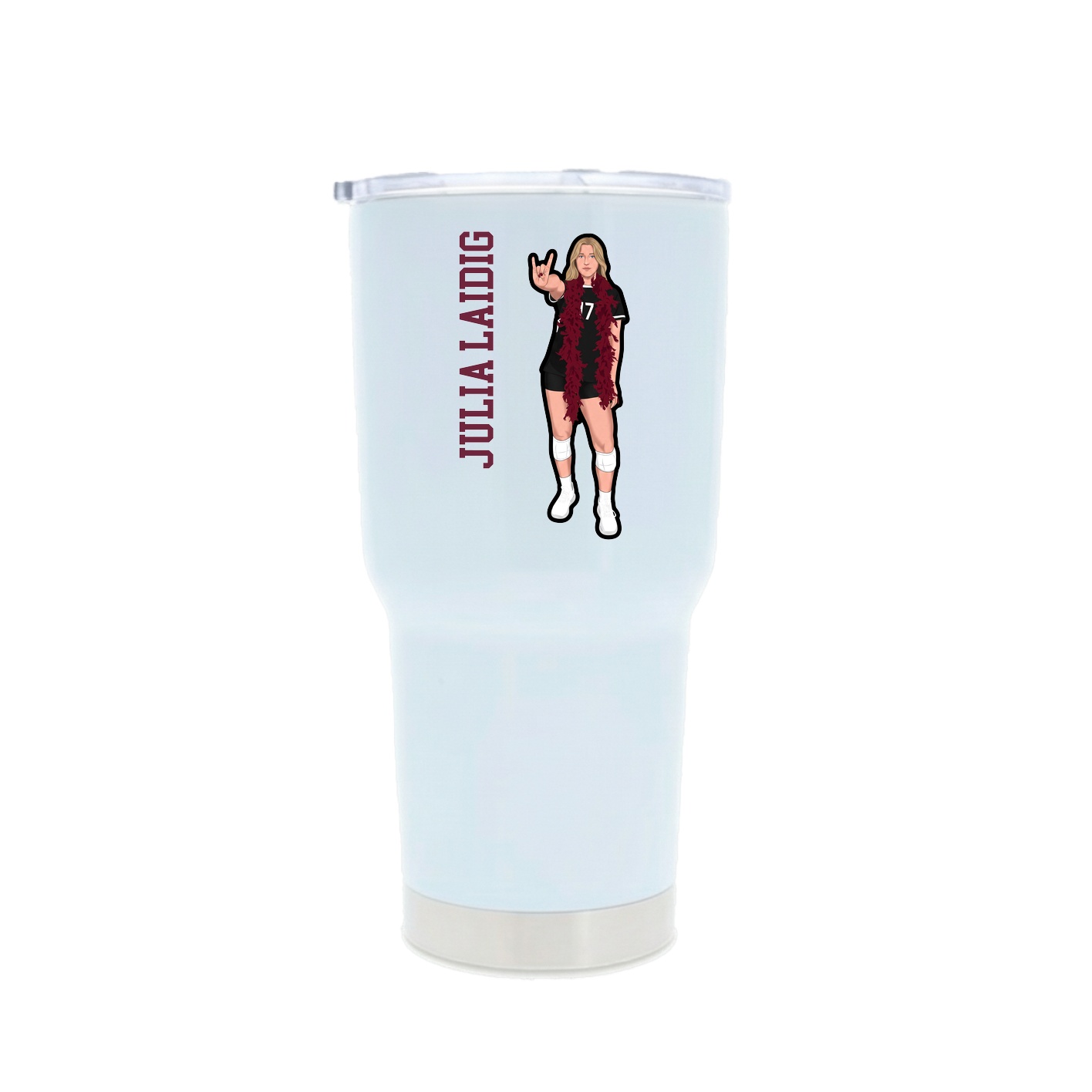 30oz Stainless Steel Tumbler — Name Vertical in White