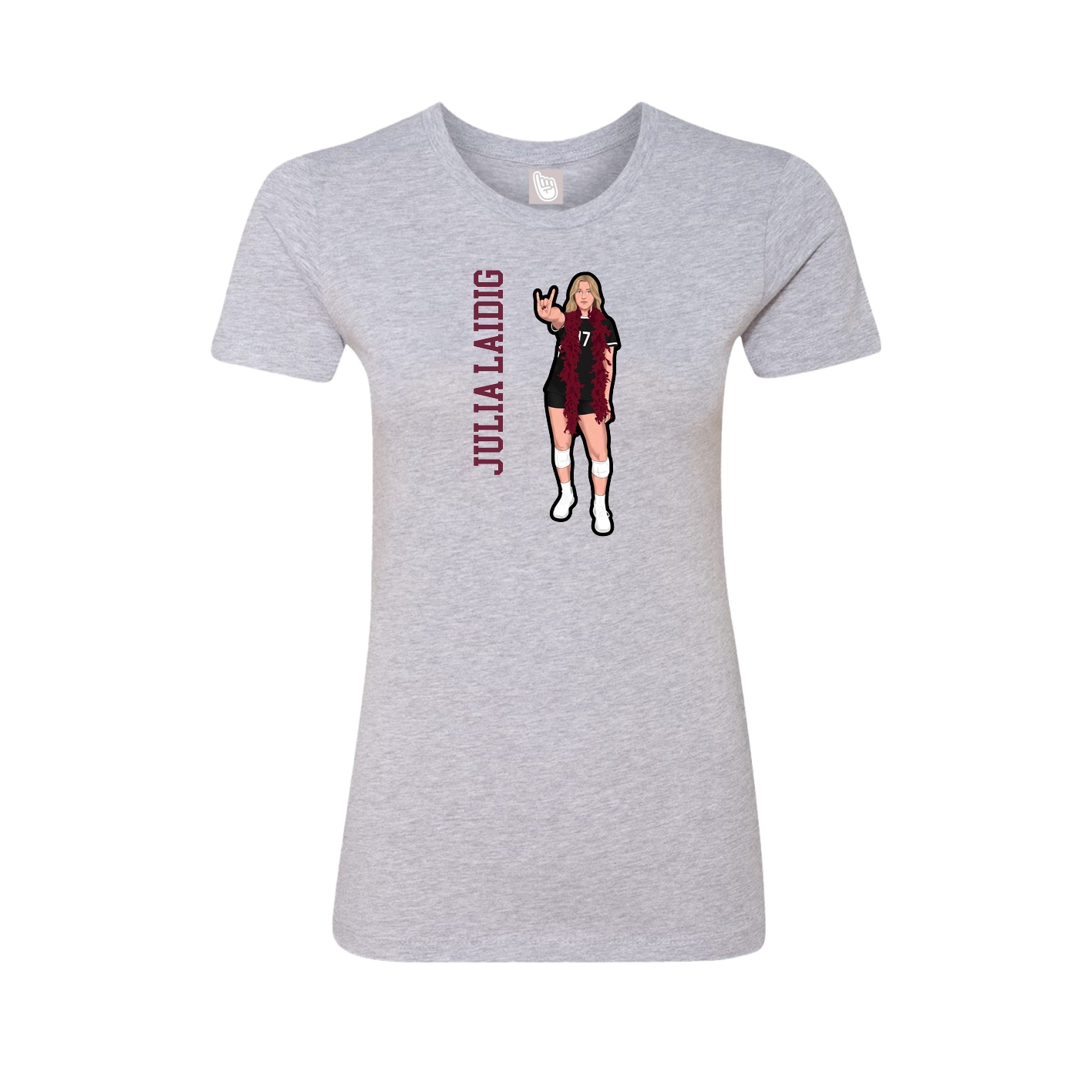 Fitted Women's Tee — Name Vertical in Grey