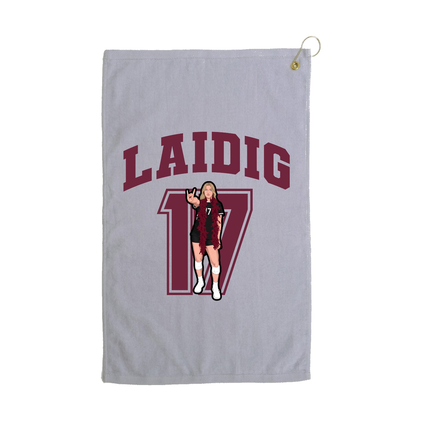 Golf Towel — Number in Grey