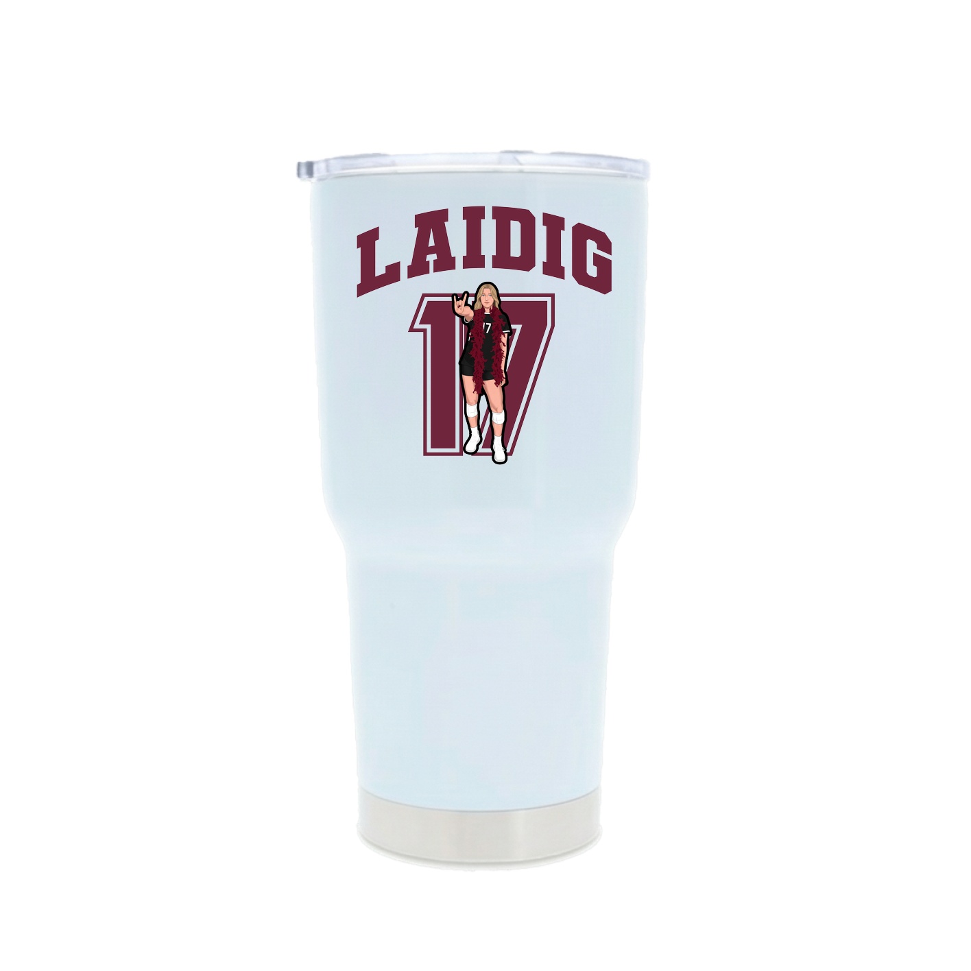 30oz Stainless Steel Tumbler — Number in White