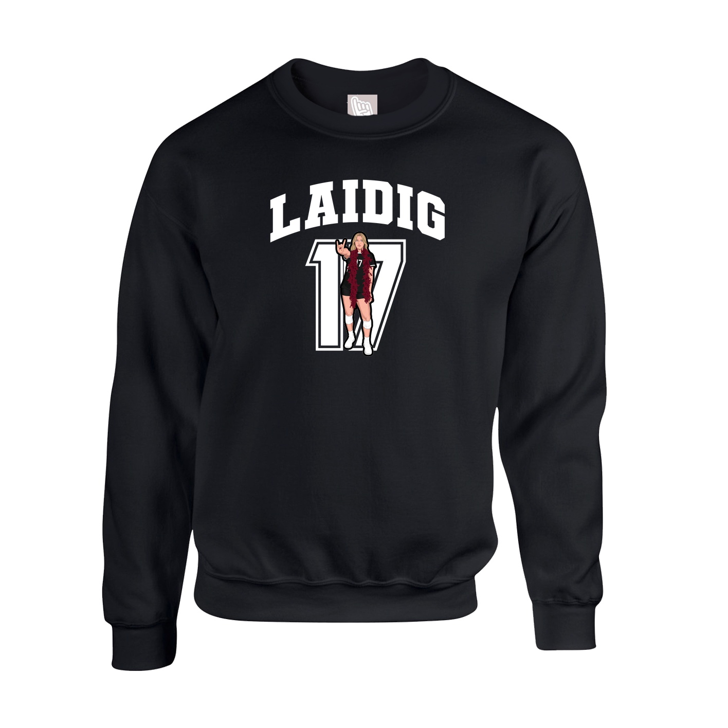 Fleece Crew — Number in Black
