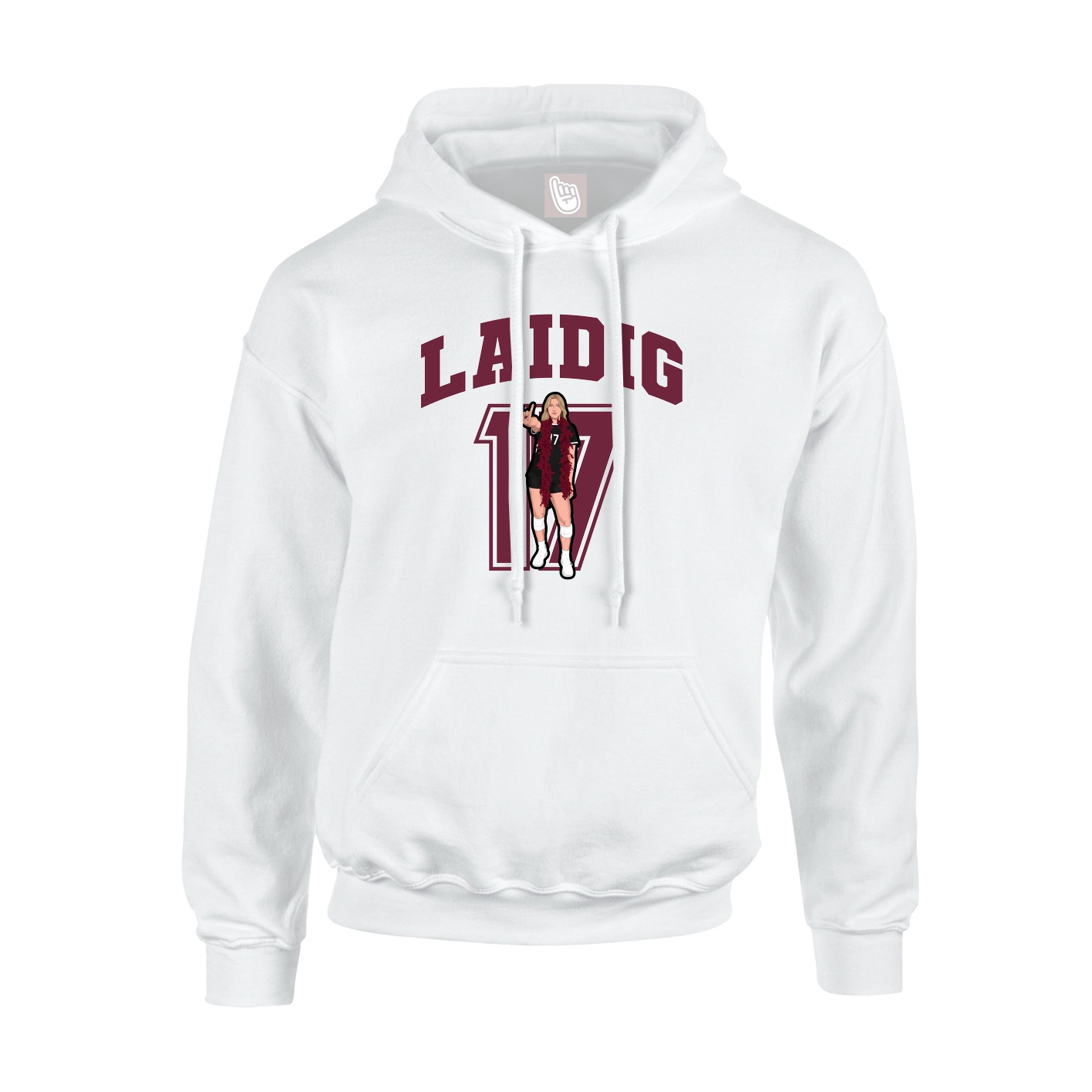 Youth Hoodie — Number in White