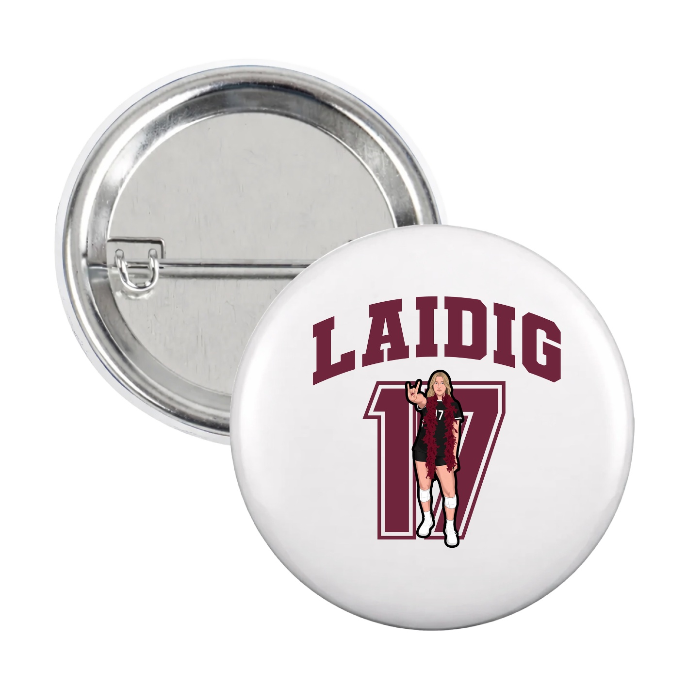 Game Day Button — Number in White