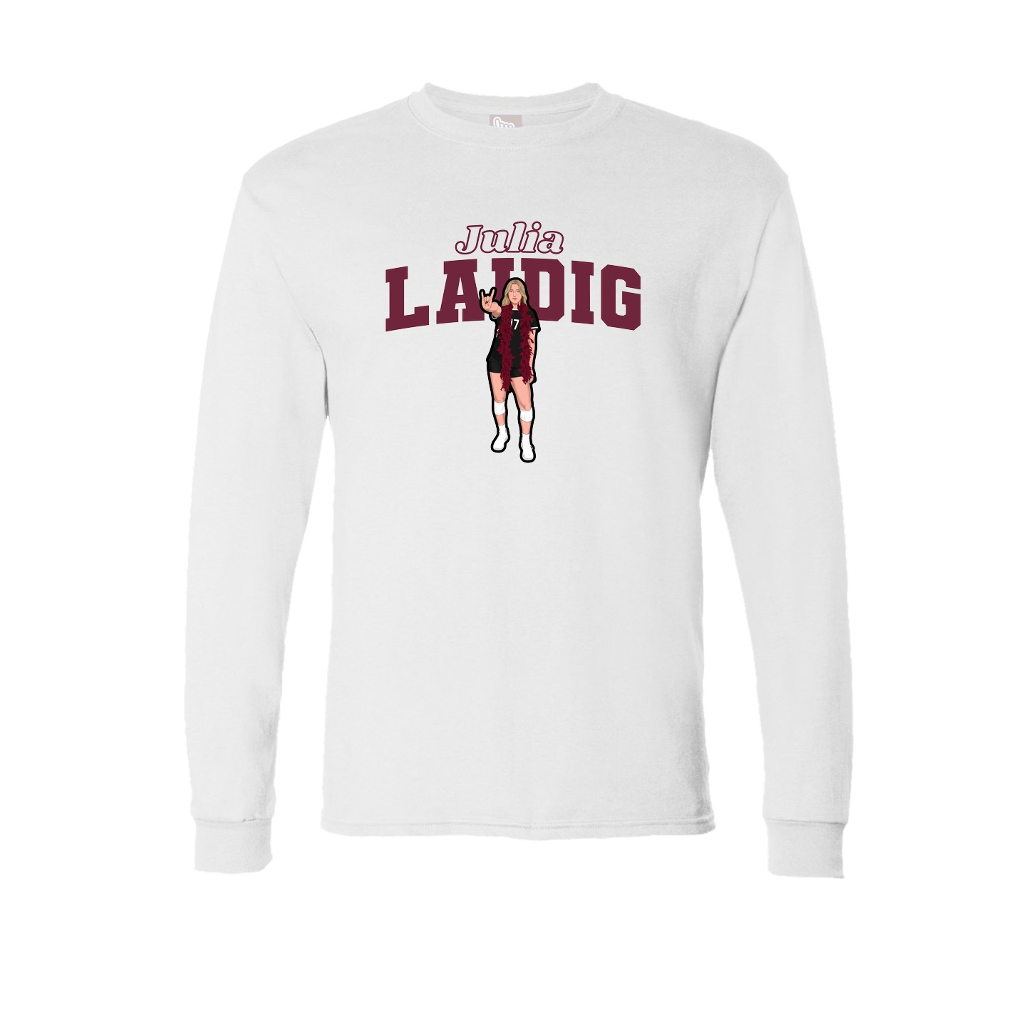 Long Sleeve Tee — Name Arch in White