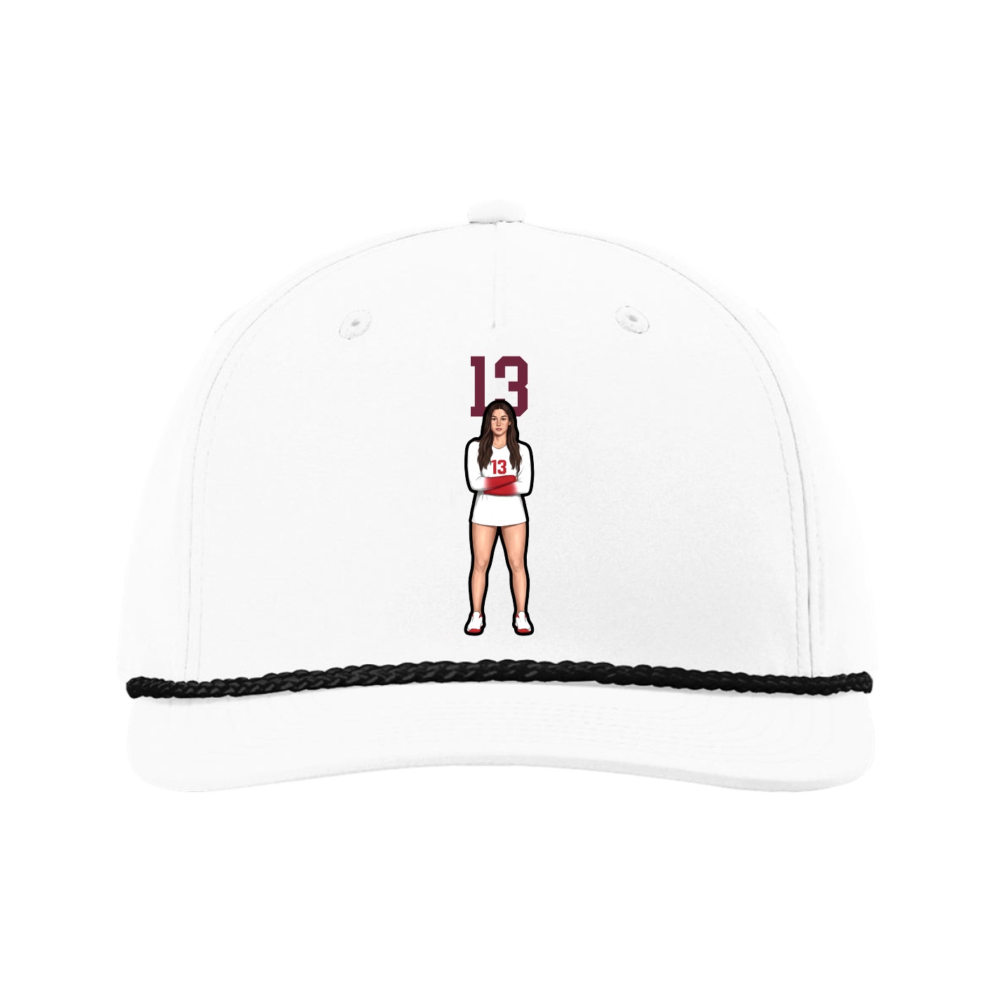 Five-Panel Classic Rope Cap — Number Top in White