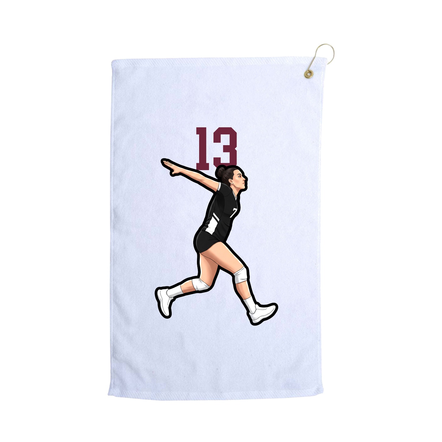 Golf Towel — Number Top in White