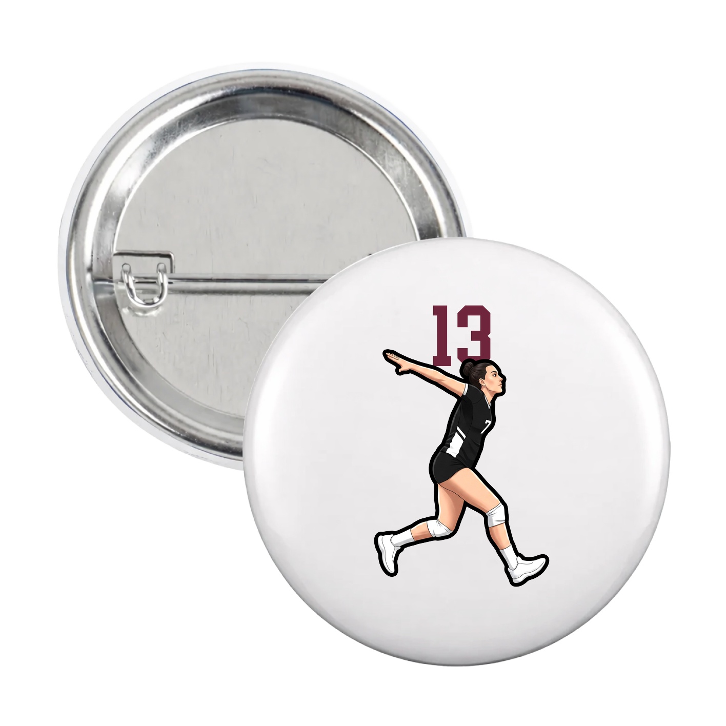Game Day Button — Number Top in White