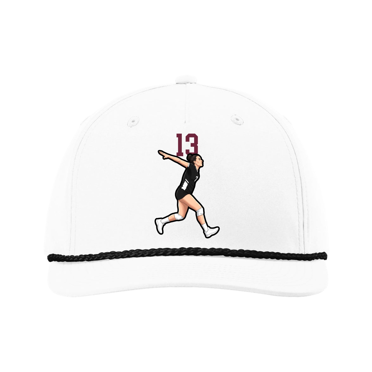Five-Panel Classic Rope Cap — Number Top in White