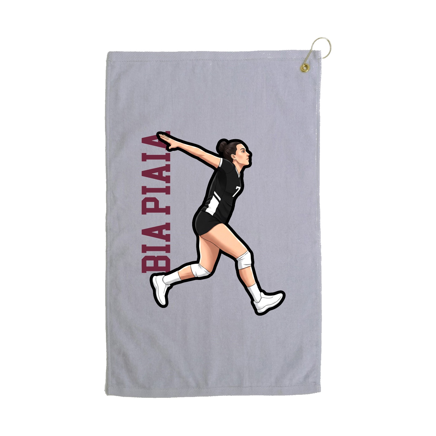 Golf Towel — Name Vertical in Grey