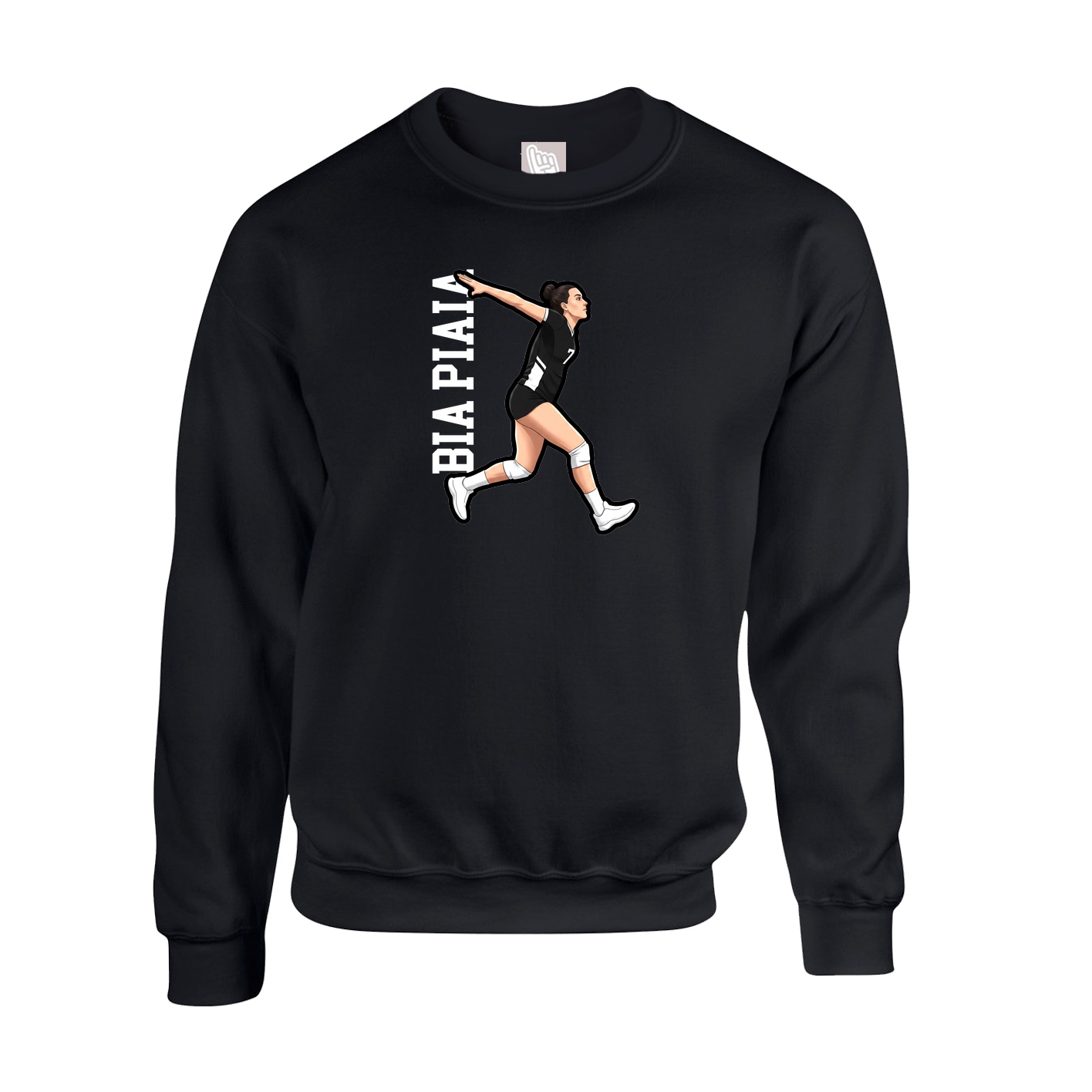 Fleece Crew — Name Vertical in Black