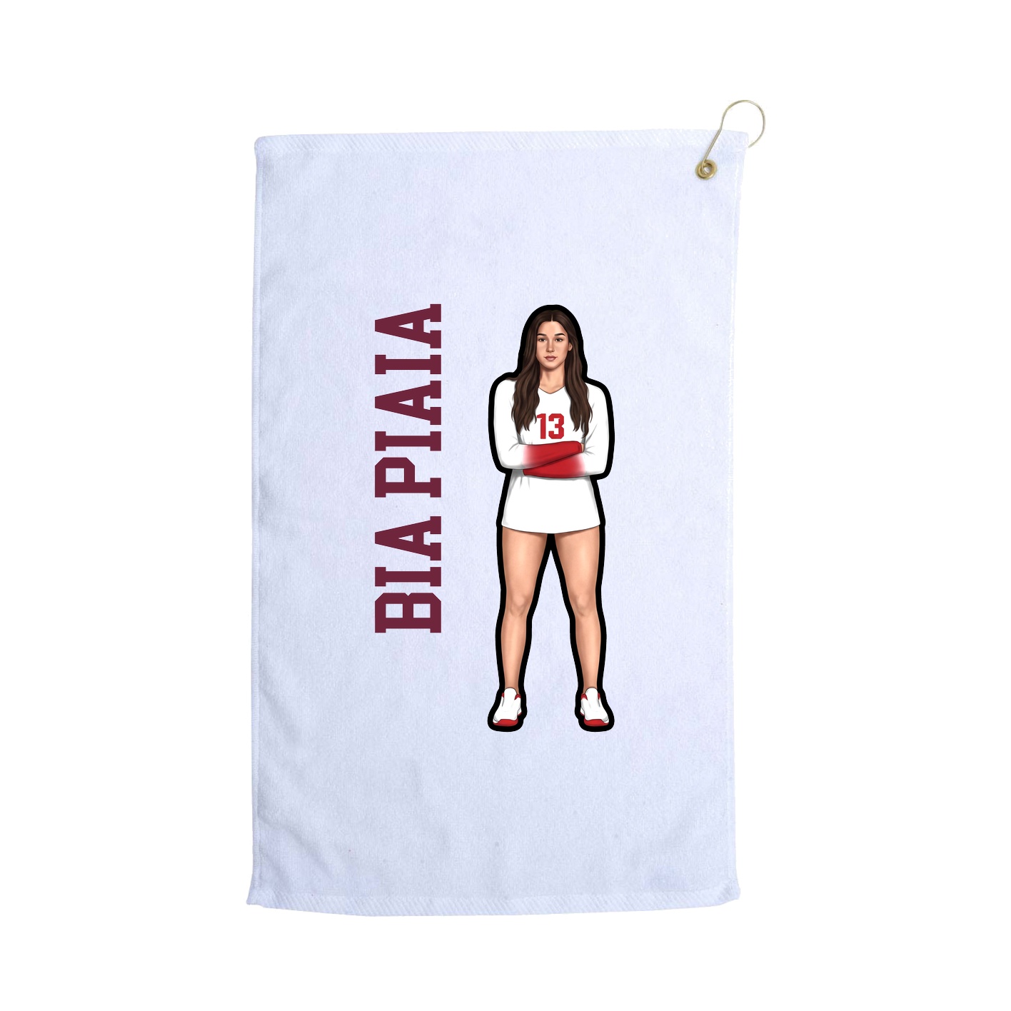 Golf Towel — Name Vertical in White