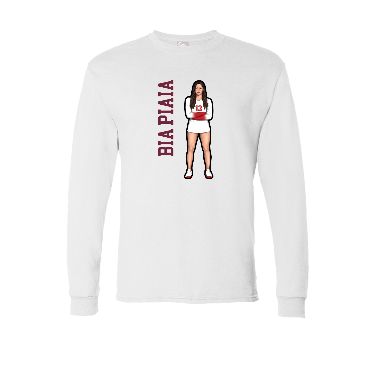 Long Sleeve Tee — Name Vertical in White