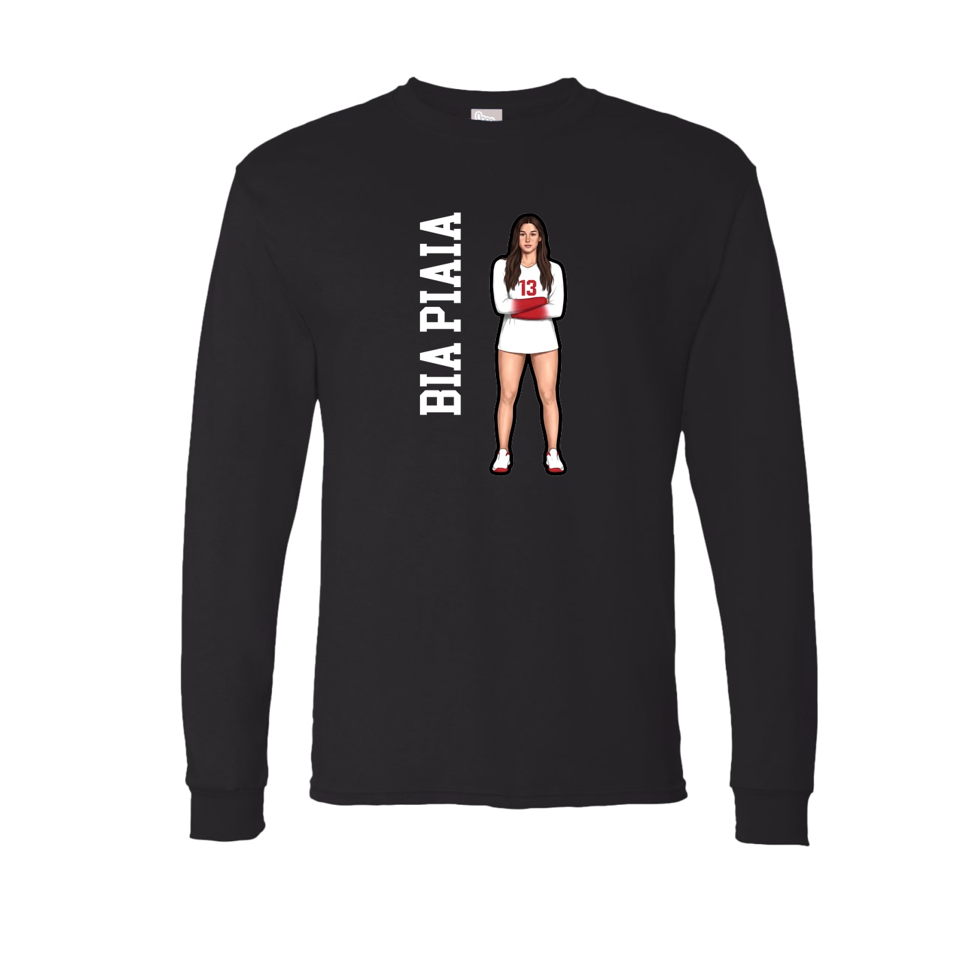 Long Sleeve Tee — Name Vertical in Black