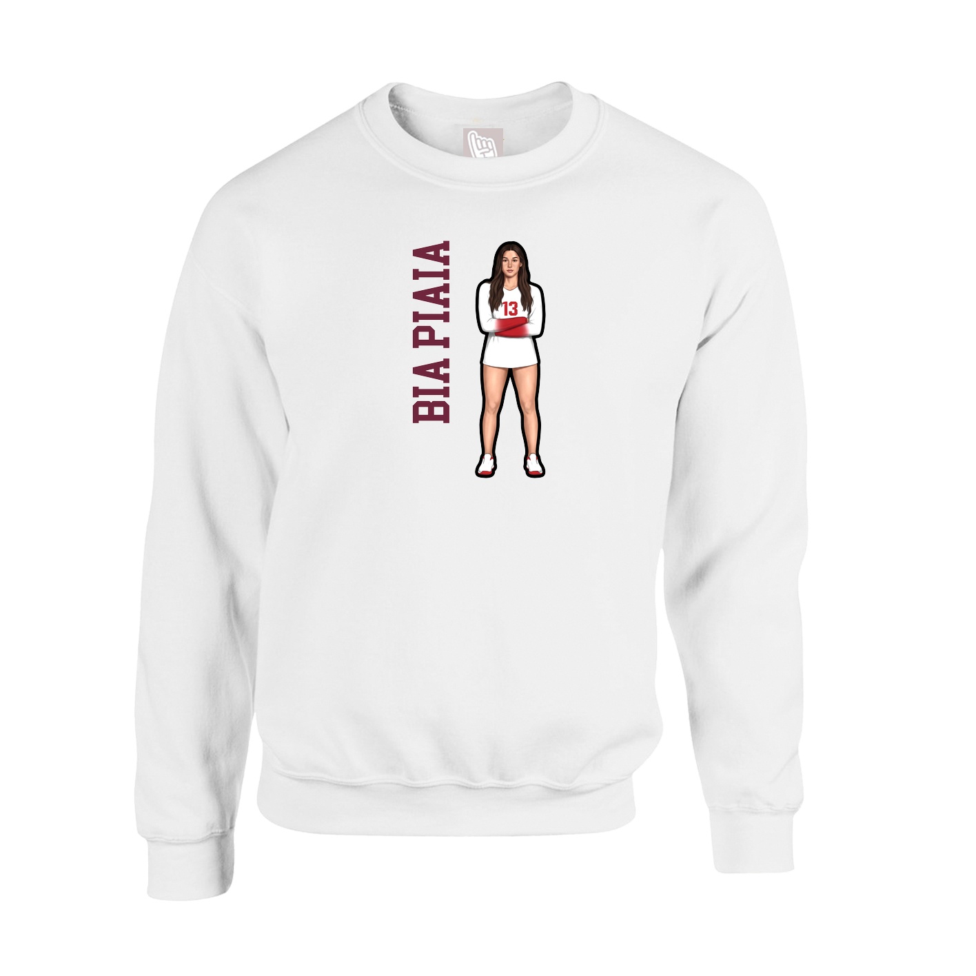 Fleece Crew — Name Vertical in White