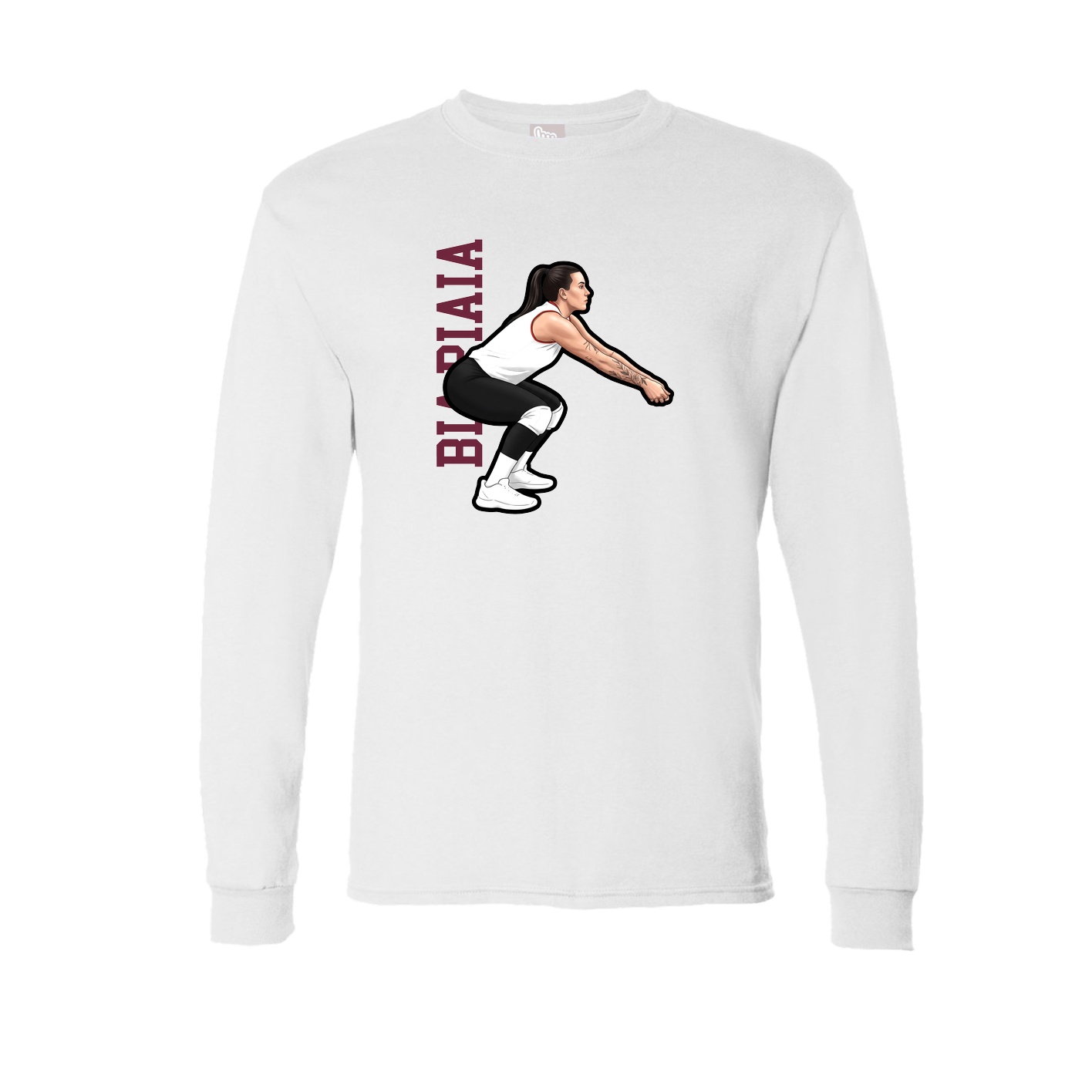 Long Sleeve Tee — Name Vertical in White
