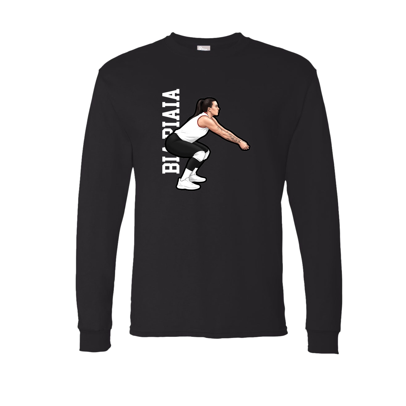 Long Sleeve Tee — Name Vertical in Black