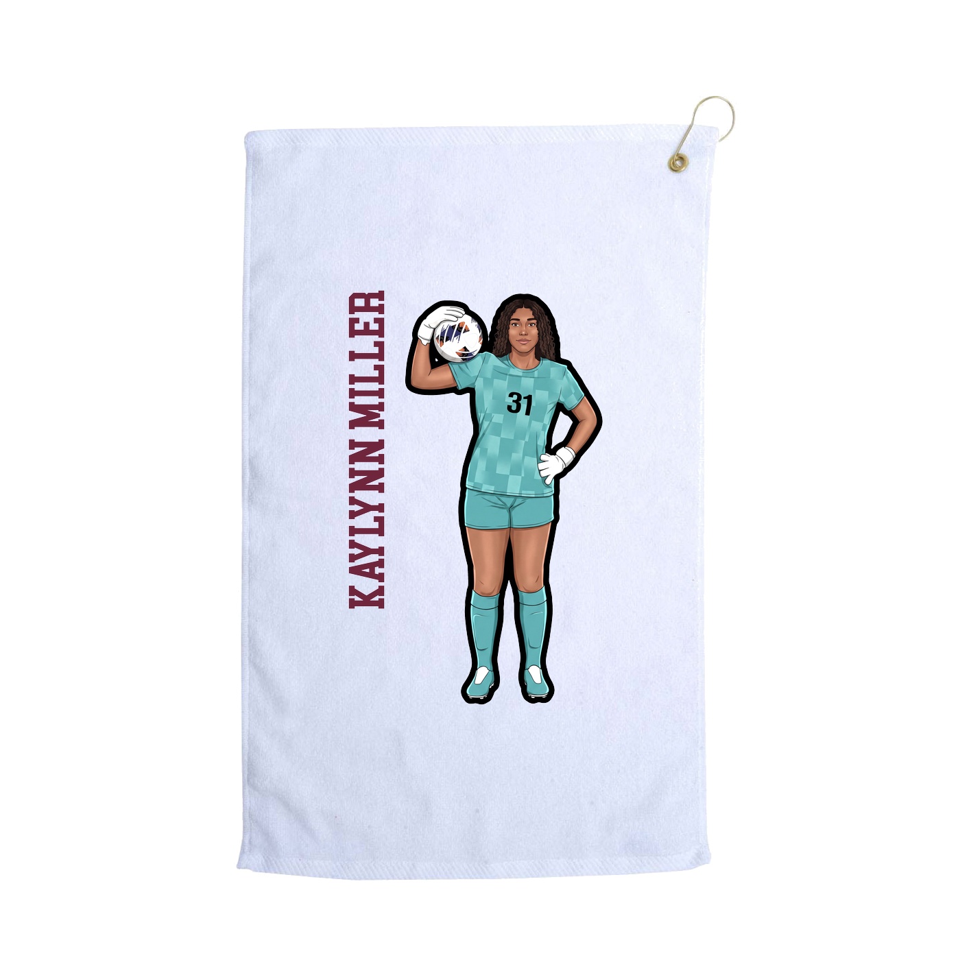 Golf Towel — Name Vertical in White