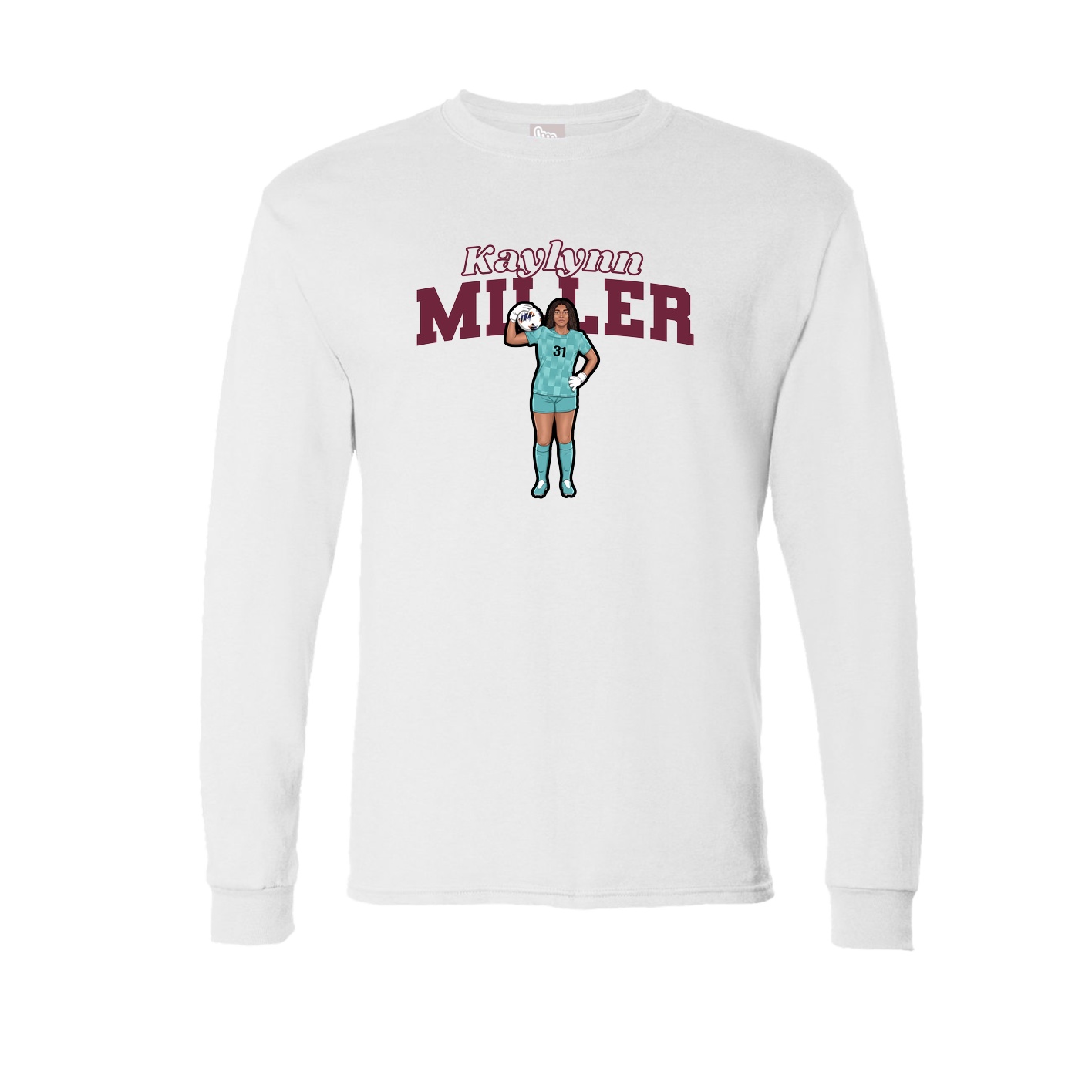 Long Sleeve Tee — Name Arch in White